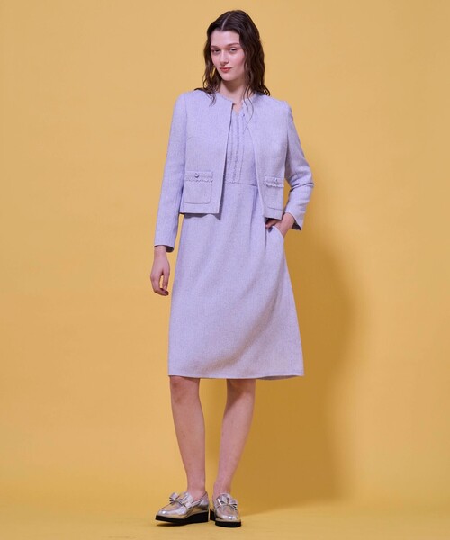 TOCCA（トッカ）の「FROST MIST TWEED ジャケット（ノーカラージャケット・レディース・ライラック系5/スカイブルー系5・0/2/4/6）」の8枚目の写真
