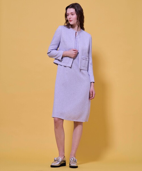 TOCCA（トッカ）の「FROST MIST TWEED ジャケット（ノーカラージャケット・レディース・ライラック系5/スカイブルー系5・0/2/4/6）」の9枚目の写真