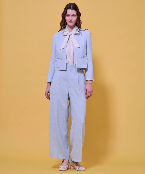 TOCCA（トッカ）の「FROST MIST TWEED ジャケット（ノーカラージャケット・レディース・ライラック系5/スカイブルー系5・0/2/4/6）」の12枚目の写真