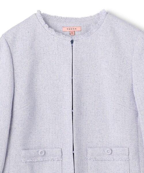 TOCCA（トッカ）の「FROST MIST TWEED ジャケット（ノーカラージャケット・レディース・ライラック系5/スカイブルー系5・0/2/4/6）」の19枚目の写真