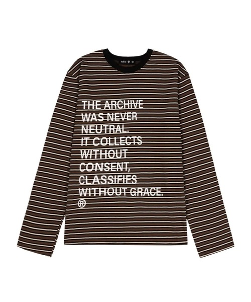 kaifai（カイファイ）の「【UNISEX】KAIFAI／TypoボーダーロンT（Tシャツ/カットソー・メンズ・ブルー/ブラウン・MEDIUM/LARGE）」の3枚目の写真