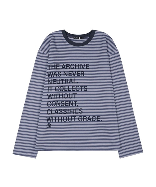kaifai（カイファイ）の「【UNISEX】KAIFAI／TypoボーダーロンT（Tシャツ/カットソー・メンズ・ブルー/ブラウン・MEDIUM/LARGE）」の8枚目の写真