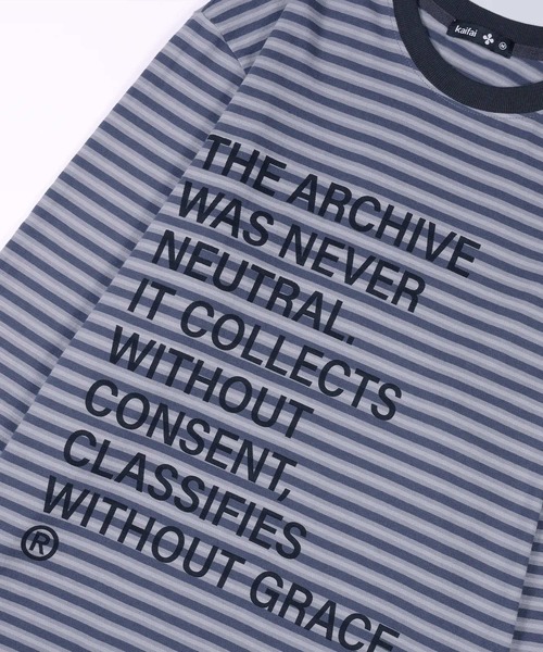 kaifai（カイファイ）の「【UNISEX】KAIFAI／TypoボーダーロンT（Tシャツ/カットソー・メンズ・ブルー/ブラウン・MEDIUM/LARGE）」の12枚目の写真