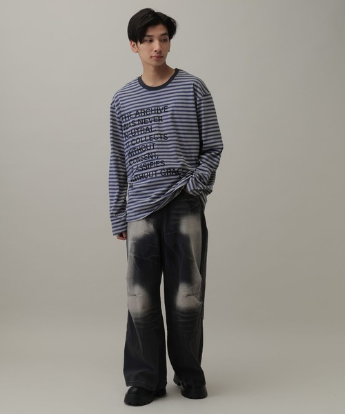 kaifai（カイファイ）の「【UNISEX】KAIFAI／TypoボーダーロンT（Tシャツ/カットソー・メンズ・ブルー/ブラウン・MEDIUM/LARGE）」の17枚目の写真