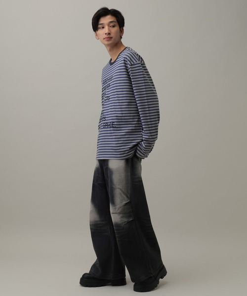 kaifai（カイファイ）の「【UNISEX】KAIFAI／TypoボーダーロンT（Tシャツ/カットソー・メンズ・ブルー/ブラウン・MEDIUM/LARGE）」の18枚目の写真