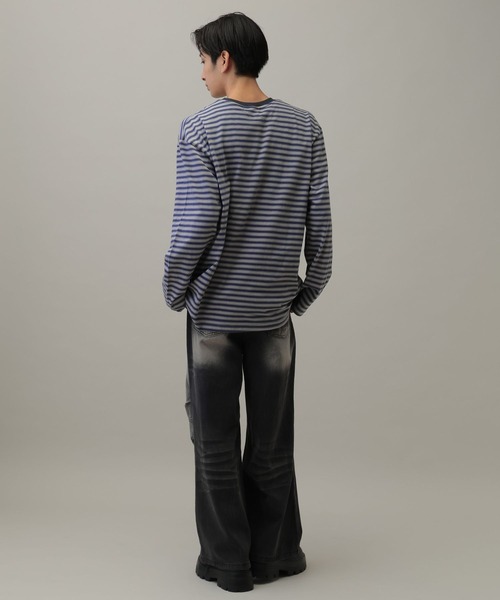 kaifai（カイファイ）の「【UNISEX】KAIFAI／TypoボーダーロンT（Tシャツ/カットソー・メンズ・ブルー/ブラウン・MEDIUM/LARGE）」の19枚目の写真