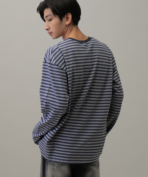 kaifai（カイファイ）の「【UNISEX】KAIFAI／TypoボーダーロンT（Tシャツ/カットソー・メンズ・ブルー/ブラウン・MEDIUM/LARGE）」の22枚目の写真