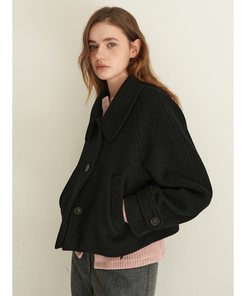 PAUL&ALICE(ポール&アリス)の「Raglan short wool coat / black(チェスターコート・レディース・ブラック・FREE)」の2枚目の写真