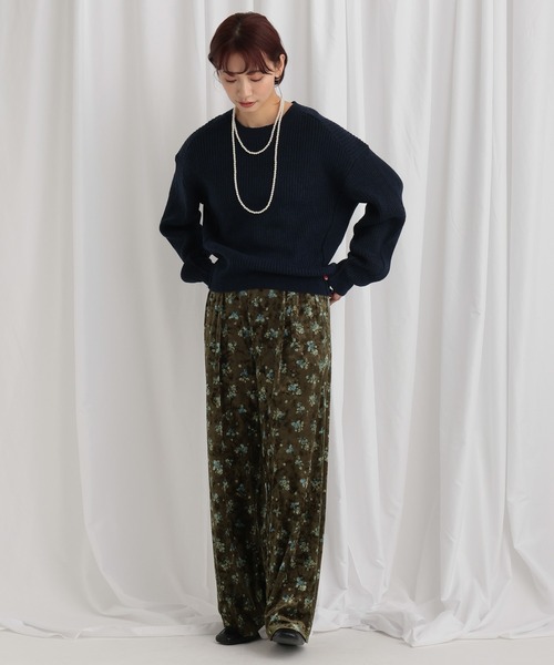 mysty woman（ミスティウーマン）の「フラワープリントベロアパンツ　638759（その他パンツ・レディース・カーキ/ネイビー・FREE）」の9枚目の写真