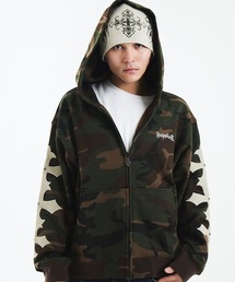SUPPLIER | ジップフーディ｜Camouflage Cross Leather Patch Zip Hoodie｜SUPPLIER(パーカー)