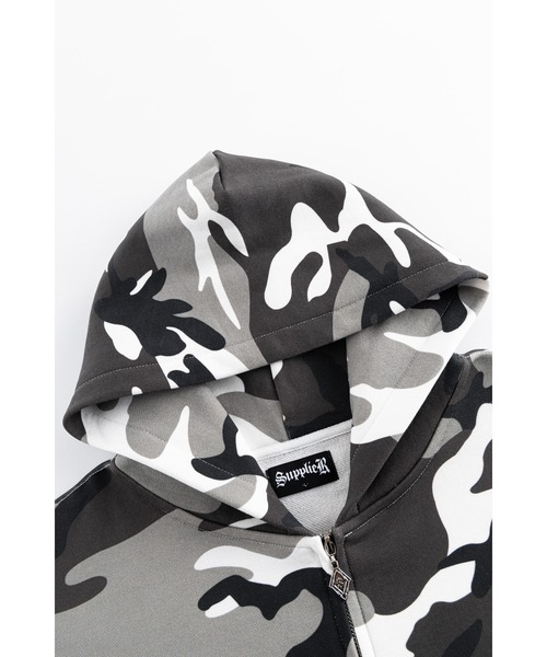 SUPPLIER（サプライヤー）の「ジップフーディ｜Camouflage Cross Leather Patch Zip Hoodie｜SUPPLIER（パーカー・メンズ・グリーン系カモフラージュ/グレー系カモフラージュ・MEDIUM/LARGE/X-LARGE/SMALL）」の11枚目の写真
