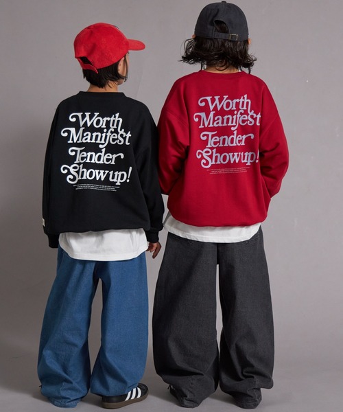 PAIRMANON STREET（ペアマノンストリート）の「裏毛 バックプリント ロゴ  スウェット トレーナー【PAIRMANON STREET】（スウェット・キッズ・グレー/ブルー/ブラック/グレー系その他/レッド・100/110/120/130/140/150/160/90）」の14枚目の写真