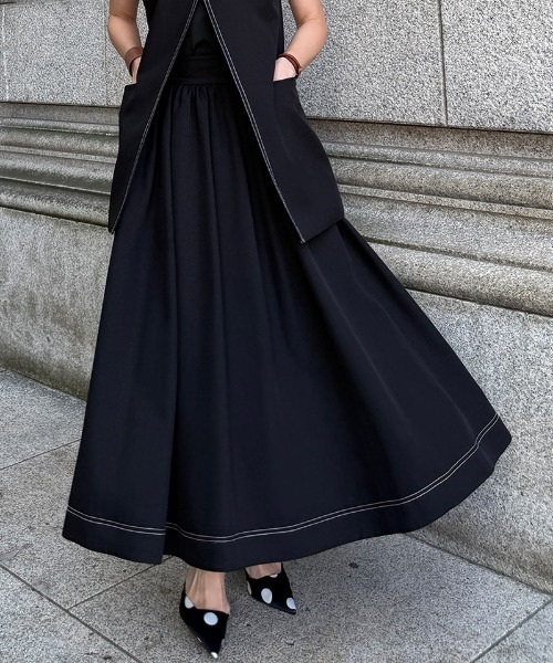 JENNE(ジェンヌ)の「ステッチチュールインスカート(スカート・レディース・ホワイト/ブラック・SMALL/X-LARGE/LARGE/MEDIUM)」の2枚目の写真