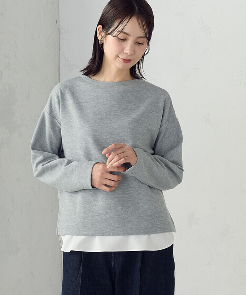 COMME CA ISM(コムサイズム)の「【セットアイテム】ボトルネックカットソー+タンクトップ(Tシャツ/カットソー・レディース・ネイビー/サックスブルー/アイボリー/グレー・LARGE/MEDIUM)」の1枚目の写真