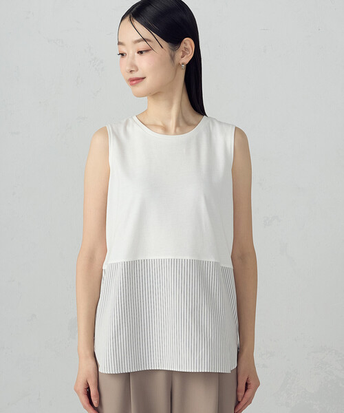COMME CA ISM(コムサイズム)の「【セットアイテム】ボトルネックカットソー+タンクトップ(Tシャツ/カットソー・レディース・ネイビー/サックスブルー/アイボリー/グレー・LARGE/MEDIUM)」の5枚目の写真