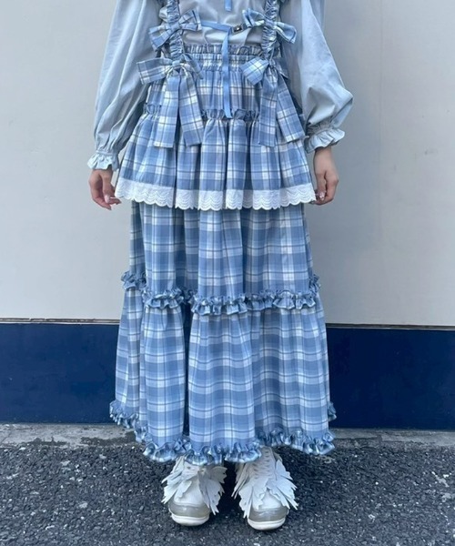 Candy Stripper(キャンディストリッパー)の「AFTERNOON TIERED FRILL スカート(スカート・レディース・ライトイエロー/ブラック/ライトブルー・FREE)」の3枚目の写真