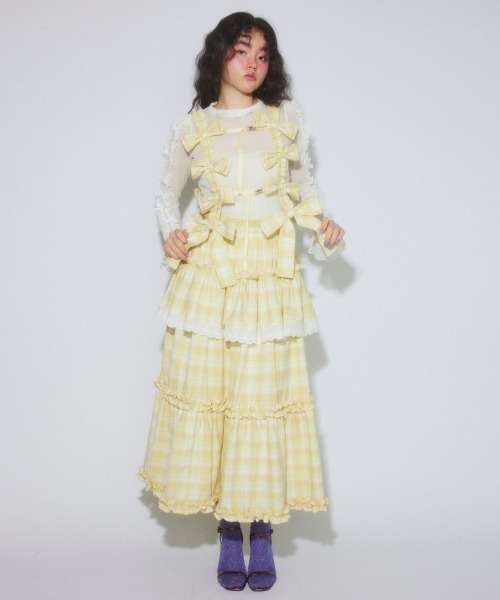 Candy Stripper(キャンディストリッパー)の「AFTERNOON TIERED FRILL スカート(スカート・レディース・ライトイエロー/ブラック/ライトブルー・FREE)」の5枚目の写真