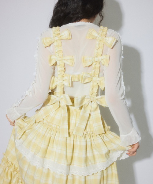 Candy Stripper(キャンディストリッパー)の「AFTERNOON TIERED FRILL スカート(スカート・レディース・ライトイエロー/ブラック/ライトブルー・FREE)」の6枚目の写真