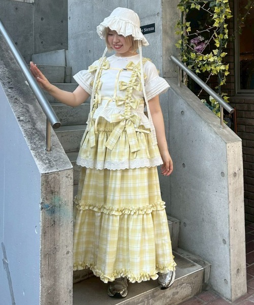 Candy Stripper(キャンディストリッパー)の「AFTERNOON TIERED FRILL スカート(スカート・レディース・ライトイエロー/ブラック/ライトブルー・FREE)」の9枚目の写真