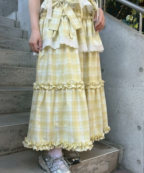 Candy Stripper(キャンディストリッパー)の「AFTERNOON TIERED FRILL スカート(スカート・レディース・ライトイエロー/ブラック/ライトブルー・FREE)」の13枚目の写真