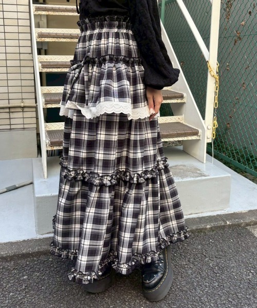 Candy Stripper(キャンディストリッパー)の「AFTERNOON TIERED FRILL スカート(スカート・レディース・ライトイエロー/ブラック/ライトブルー・FREE)」の20枚目の写真