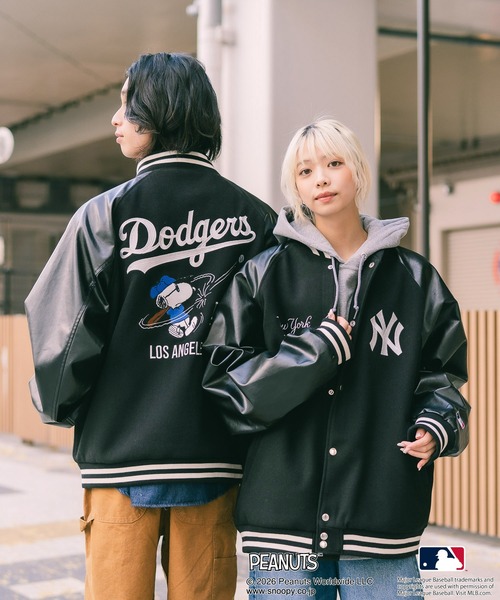 セール】【PEANUTS×MLB】オリジナルデザイン スタジャン バーシティー