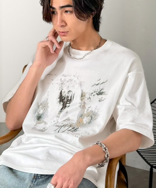 Classical Origin(クラシカルオリジン)の「綿100% ワンポイント刺繍入り ヴィンテージ グラフィックアソートTシャツ/Vintage Graphic Assorted T-Shirt(Tシャツ/カットソー・メンズ・ブラウン系1/グレー系2/グレー系3/ホワイト系1/グレー系1/ピンク系1・LARGE/MEDIUM/SMALL)」の2枚目の写真