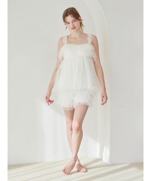 gelato pique チュールキャミソール・ショートパンツ セット ハート柄チュールショートパンツ（ルームウェア/パジャマ）｜gelato