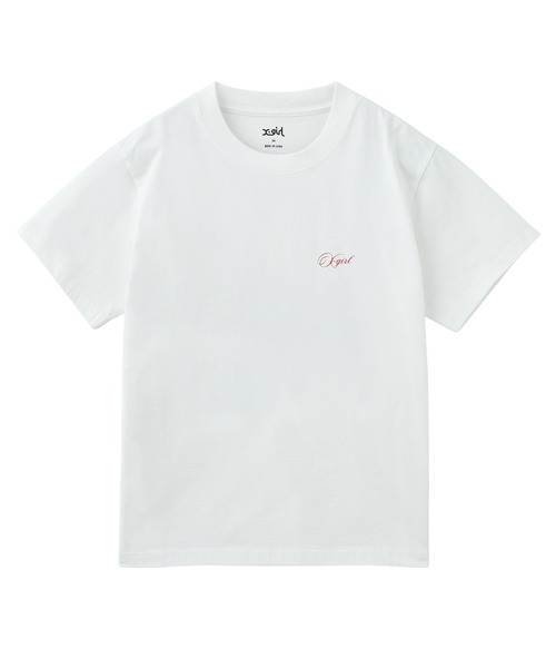 X-girl（エックスガール）の「CURSIVE SCRIPT LOGO AND FACE S/S TEE（Tシャツ/カットソー・レディース・ブルー/ブラック/ホワイト・S/M/L）」の5枚目の写真
