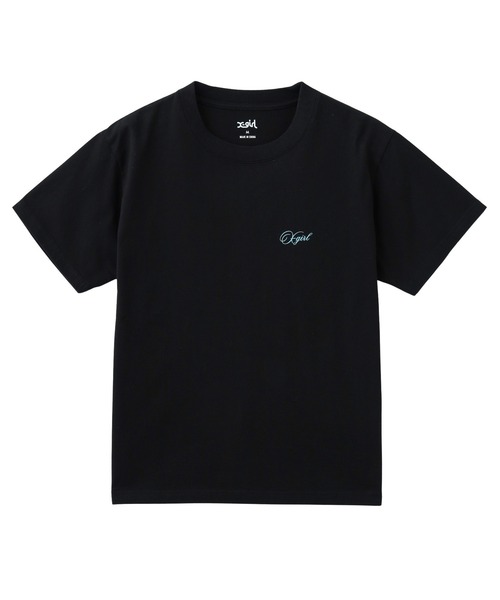 X-girl（エックスガール）の「CURSIVE SCRIPT LOGO AND FACE S/S TEE（Tシャツ/カットソー・レディース・ブルー/ブラック/ホワイト・S/M/L）」の6枚目の写真