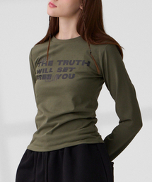 DANGLEDROP（ダングルドロップ）の「DGDP FREE YOU セミクロップロングスリーブカーキ（Tシャツ/カットソー）」