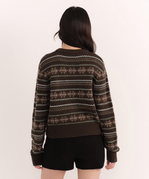 MUSINSA STANDARD WOMAN（ムシンサスタンダードウーマン）の「ウィメンズノルディックフェアアイルクルーネックニット[ブラウン]（ニット/セーター・レディース・その他・X-SMALL/SMALL/MEDIUM/LARGE）」の3枚目の写真