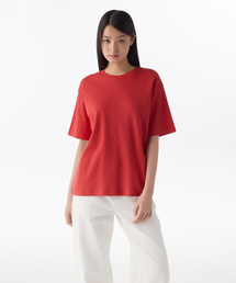 ウィメンズリラックスフィットクルーネックTシャツ[レッド]
