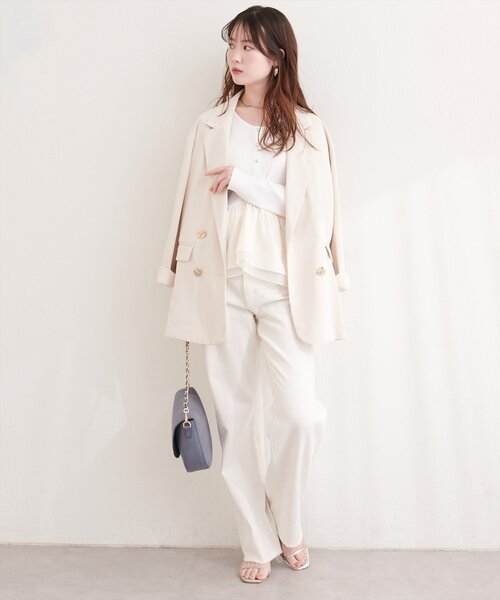 natural couture（ナチュラルクチュール）の「異素材ペプラムニット（ニット/セーター・レディース・ブラック/ネイビー/ミント/ベージュ/オフホワイト・FREE）」の11枚目の写真