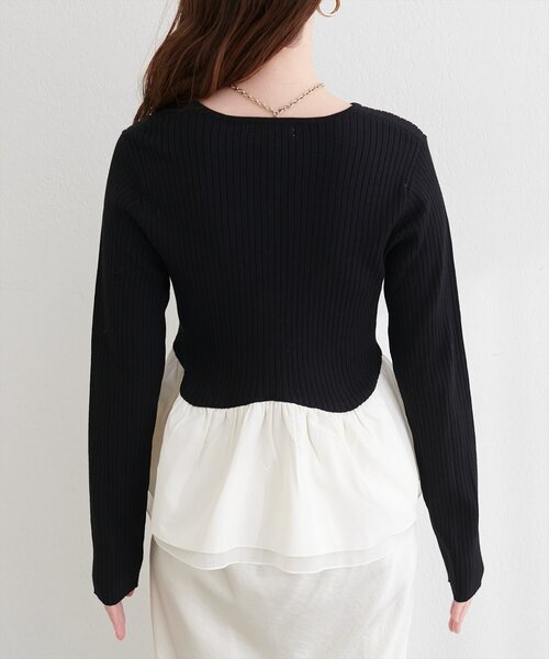 natural couture（ナチュラルクチュール）の「異素材ペプラムニット（ニット/セーター・レディース・ブラック/ネイビー/ミント/ベージュ/オフホワイト・FREE）」の19枚目の写真