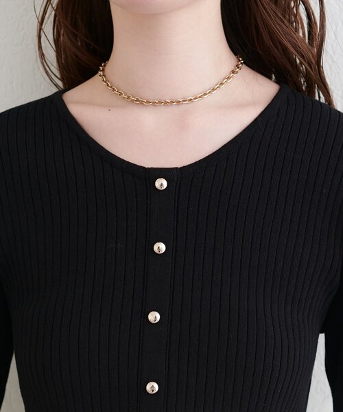 natural couture（ナチュラルクチュール）の「異素材ペプラムニット（ニット/セーター・レディース・ブラック/ネイビー/ミント/ベージュ/オフホワイト・FREE）」の20枚目の写真