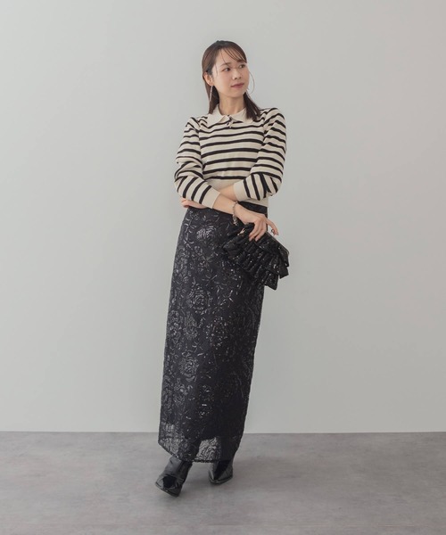 Leja(レジャ)の「【LEJA】チュールギャザーフラワースパンコールIラインワンピースオケージョンドレス(ドレス・レディース・ブラック/グレー・SMALL/MEDIUM)」の4枚目の写真