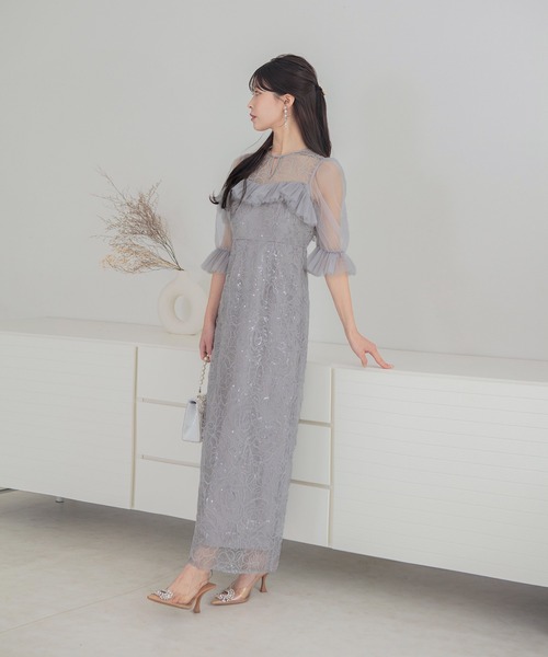 セール】【LEJA】チュールギャザーフラワースパンコールIライン