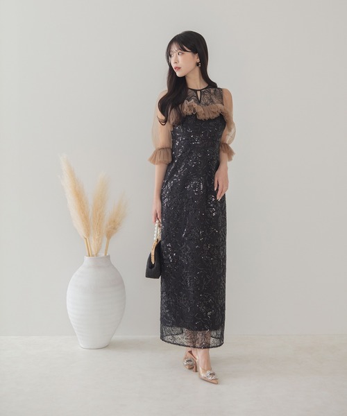 セール】【LEJA】チュールギャザーフラワースパンコールIライン