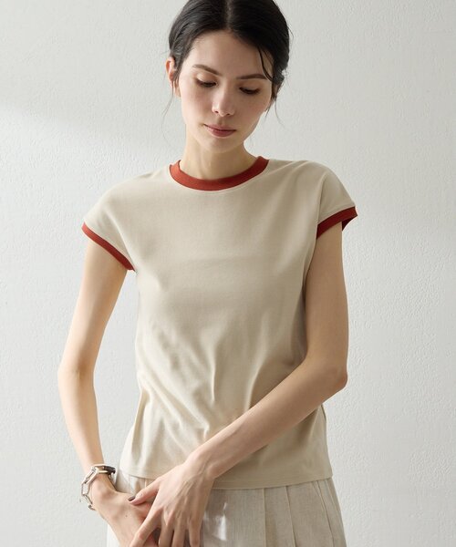 THE PAUSE（ザ ポーズ）の「【THE PAUSE】フレンチリンガーTEE（Tシャツ/カットソー・レディース・ベージュ/グレー/オフホワイト・FREE）」の3枚目の写真