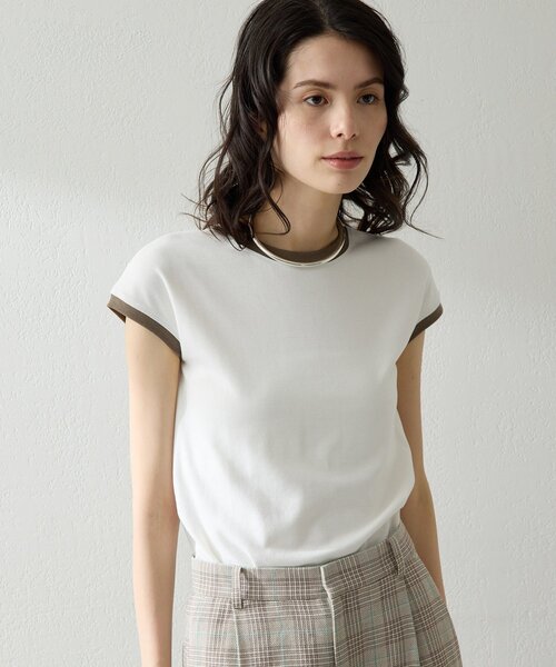 THE PAUSE(ザ ポーズ)の「【THE PAUSE】フレンチリンガーTEE(Tシャツ/カットソー・レディース・ベージュ/グレー/オフホワイト・FREE)」の2枚目の写真
