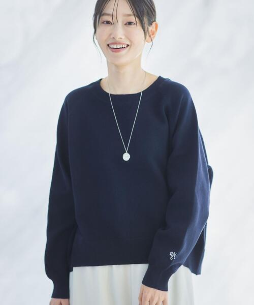 Dessin（デッサン）の「【洗える】スウェットライクニット（ニット/セーター・レディース・サックスブルー/ライトグレー/ネイビー・03/02/01）」の8枚目の写真