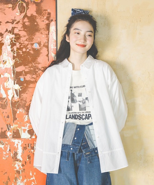 niko and...(ニコアンド)の「クレイジーストライプシャツ(シャツ/ブラウス・レディース・ホワイト/グリーン/ピンク/ブルー/ベージュ・MEDIUM/LARGE)」の2枚目の写真