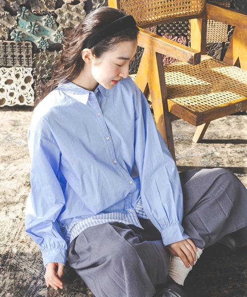 niko and...(ニコアンド)の「クレイジーストライプシャツ(シャツ/ブラウス・レディース・ホワイト/グリーン/ピンク/ブルー/ベージュ・MEDIUM/LARGE)」の22枚目の写真