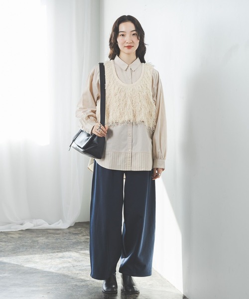 niko and...(ニコアンド)の「クレイジーストライプシャツ(シャツ/ブラウス・レディース・ホワイト/グリーン/ピンク/ブルー/ベージュ・MEDIUM/LARGE)」の14枚目の写真