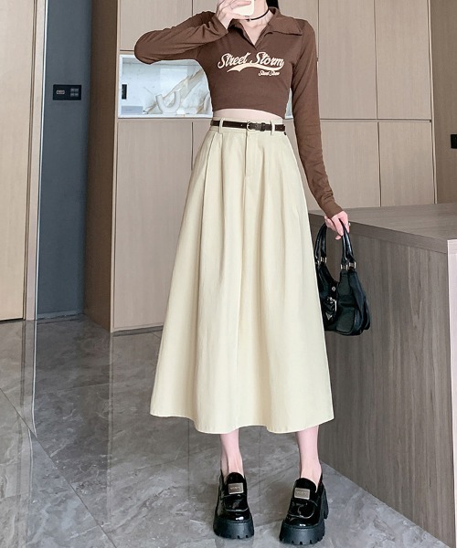 プリーツ×Aラインシルエットマキシスカート（スカート）｜ONEP STAR