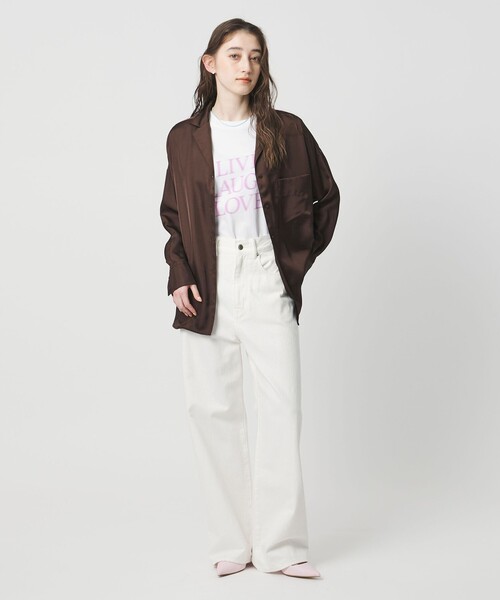 UNITED ARROWS(ユナイテッドアローズ)の「シルクライク オープンカラー シャツ(シャツ/ブラウス・レディース・ライム/ダークブラウン/オフホワイト/ブラック・FREE)」の12枚目の写真