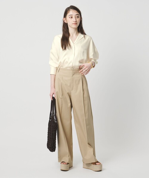 UNITED ARROWS(ユナイテッドアローズ)の「シルクライク オープンカラー シャツ(シャツ/ブラウス・レディース・ライム/ダークブラウン/オフホワイト/ブラック・FREE)」の14枚目の写真