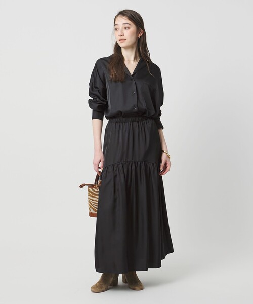 UNITED ARROWS(ユナイテッドアローズ)の「シルクライク オープンカラー シャツ(シャツ/ブラウス・レディース・ライム/ダークブラウン/オフホワイト/ブラック・FREE)」の19枚目の写真
