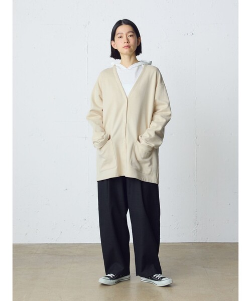 MidiUmi（ミディウミ）の「MidiUmi HOMEスウェットワイドカーディガン（カーディガン/ボレロ・レディース・アイボリー/ネイビー・FREE）」の10枚目の写真